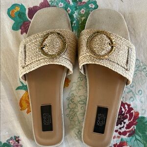 Jones New York Beige Woven Slide Sandals